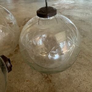 Set of two cut lead Crystal Christmas ornaments with metal toppers